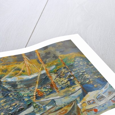 Mousehole harbour, resting boats, 2014 by Cosima Duggal