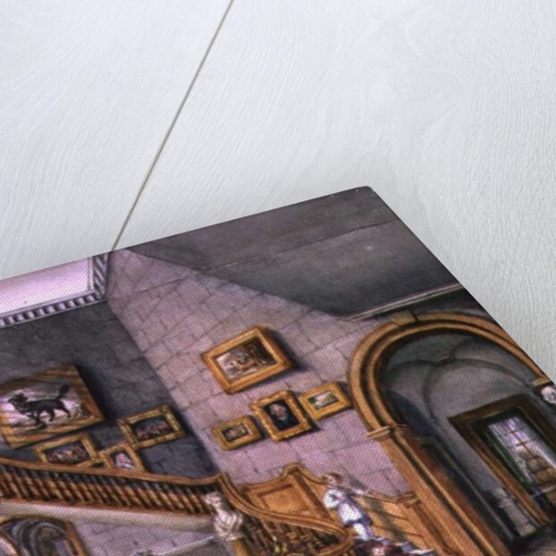 The Staircase, Strood Park, f26 from An Album of Interiors, 1843 by Charlotte Bosanquet