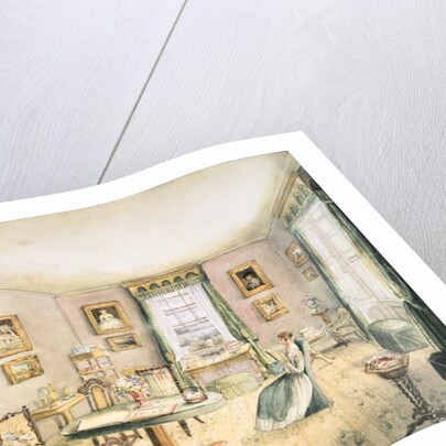 The Drawing Room, East Wood, Hay, f54 from an Album of Interiors, 1843 by Charlotte Bosanquet