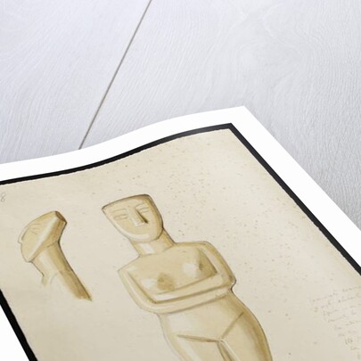 Drawing of a marble Cycladic Figure, Syros 1809 by Thomas Burgon