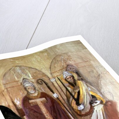 The Pope and the Emperor, fresco in the Spanish Chapel, Santa Maria Novella, Florence, 19th century by John Ruskin