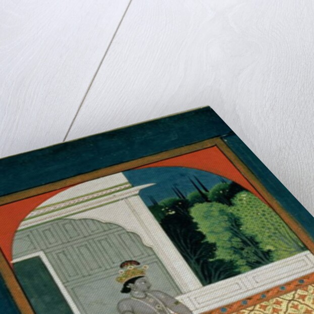 Krishna discards his garland; an illustration to the Sat Sai of Bihari Lal, 19th century by Indian School