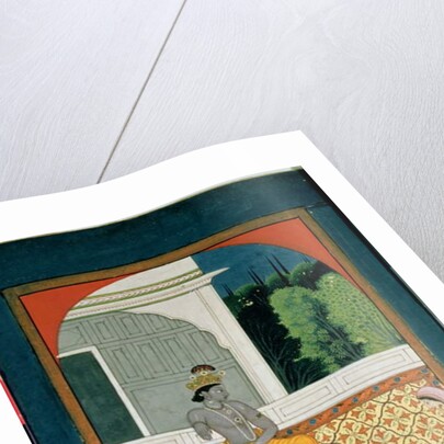 Krishna discards his garland; an illustration to the Sat Sai of Bihari Lal, 19th century by Indian School