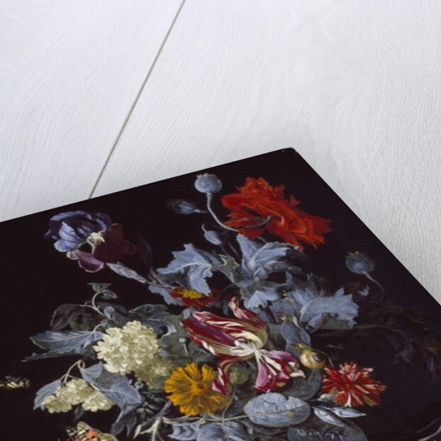 A Vase of Flowers with a Watch by Willem van (after) Aelst