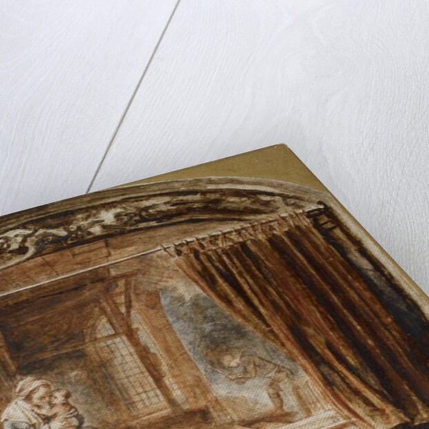 The Holy Family with Joseph cutting wood by Nicolaes Maes