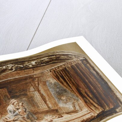 The Holy Family with Joseph cutting wood by Nicolaes Maes