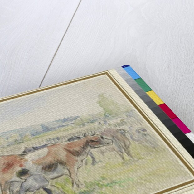 Compositional study of a milking scene at Eragny-sur-Epte by Camille Pissarro