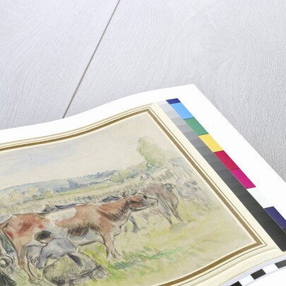 Compositional study of a milking scene at Eragny-sur-Epte by Camille Pissarro