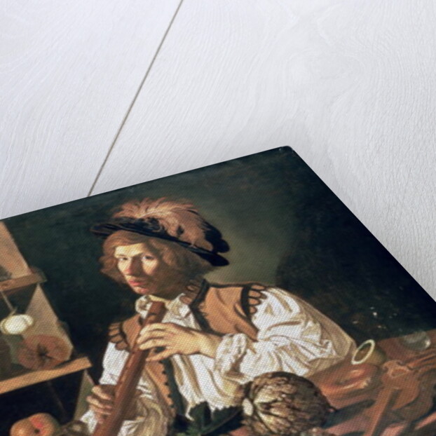 Interior with a Still Life and a Young Man Holding a Recorder, 17th century by Cecco del Caravaggio