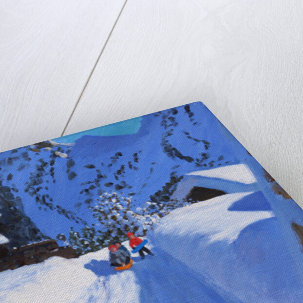 Three tobogganers, La Clusaz, France, 2017 by Andrew Macara