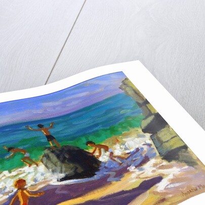 Climbing rocks, Porthmeor beach, St Ives, 2013 by Andrew Macara