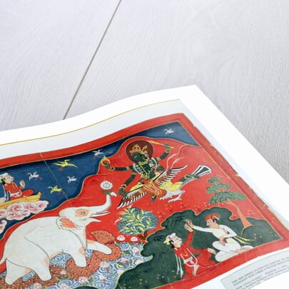 The God Vishnu Flying on Garuda to Rescue the Elephant King from a Water Monster, Nepalese, c.1825 by Indian School