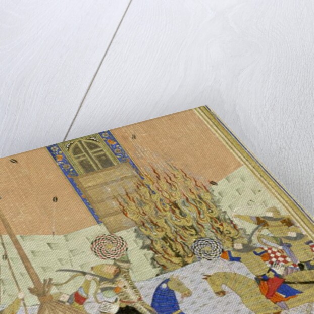 Persian 239 fol.223a Detail: The fortress of Gang Dizh attacked with mines by Persian School