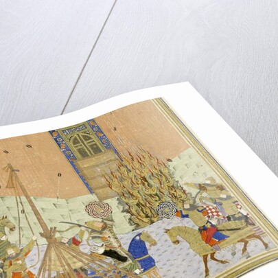 Persian 239 fol.223a Detail: The fortress of Gang Dizh attacked with mines by Persian School