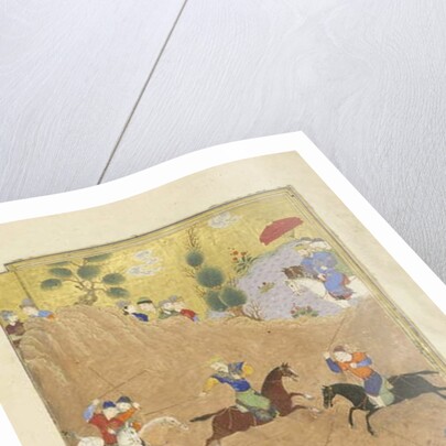 Persian 239 fol.252a Gusht?sp plays polo before the Qaysar by Persian School