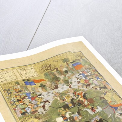 Talhand in battle against his brother by Persian School