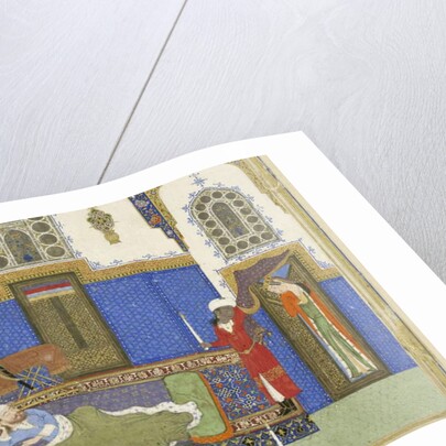 Persian 239 fol.56b Detail: Tahm?nah comes to Rustam by Persian School