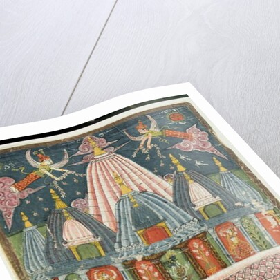 A temple containing an image of Venu-gopala-krishna with two dancing girls performing for the deity, 1823 by Indian School