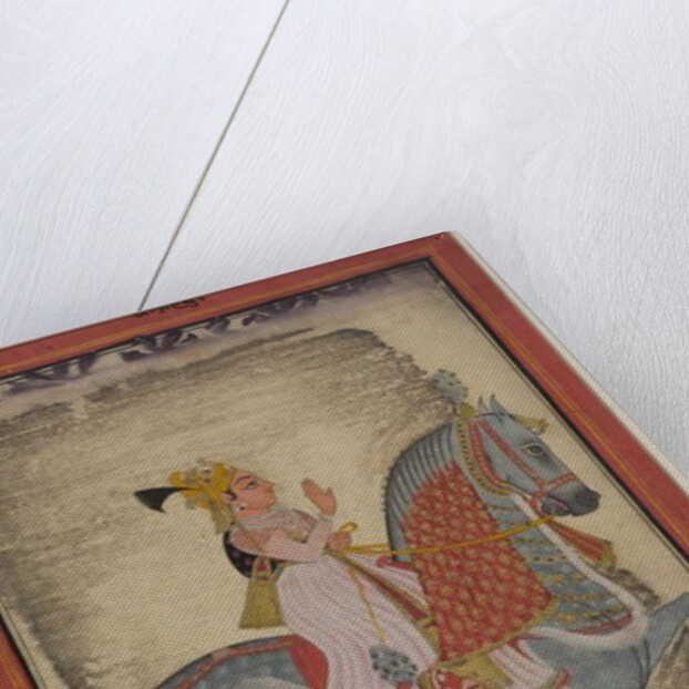 Nobleman of Mewar riding Nur accompanied by a sais on foot, 1820 by Indian School