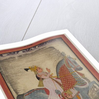 Nobleman of Mewar riding Nur accompanied by a sais on foot, 1820 by Indian School