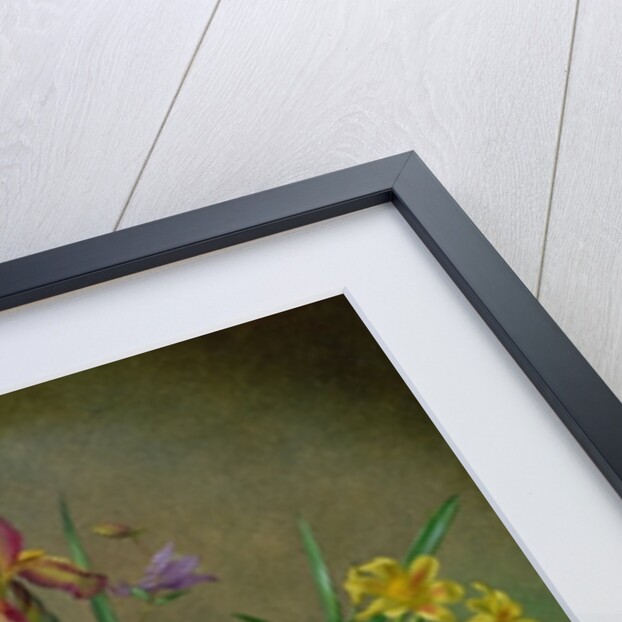 Peonies and irises in a ceramic vase by Albert Williams