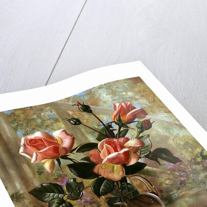 Madame Butterfly Roses in a Glass Vase by Albert Williams