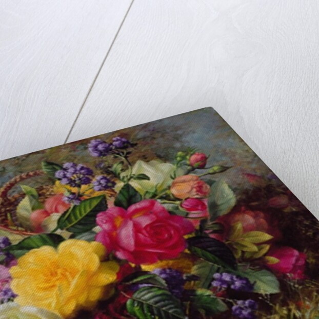 Roses by a Pond on a Grassy Bank by Albert Williams