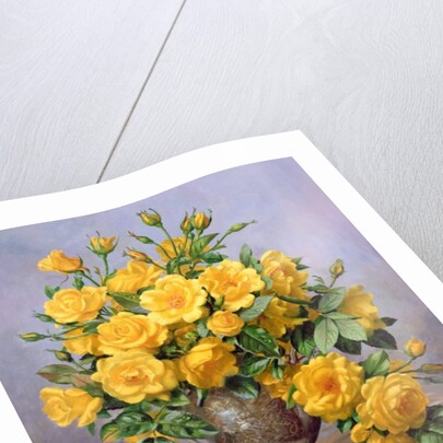 Bright Smile - Roses in a Silver Vase by Albert Williams