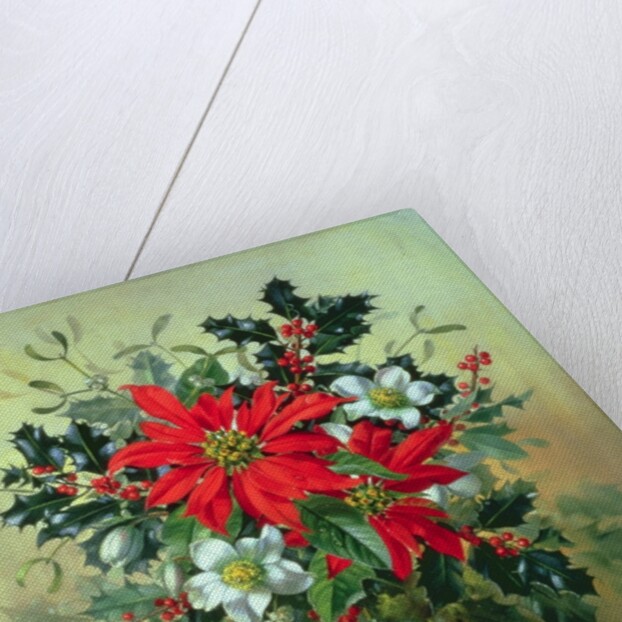 A Christmas arrangement with holly, mistletoe and other winter flowers by Albert Williams