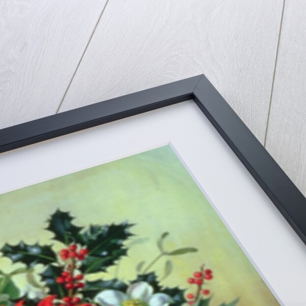 A Christmas arrangement with holly, mistletoe and other winter flowers by Albert Williams