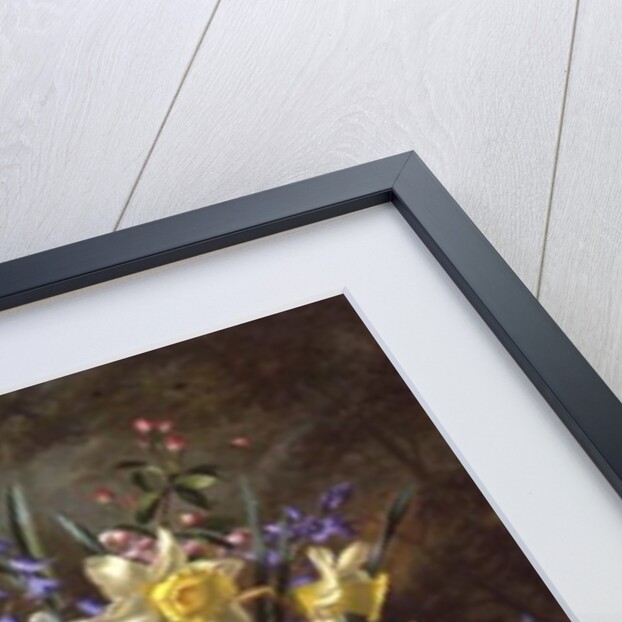 AB/200/2 Bluebells, daffodils, primroses and peonies in a blue vase by Albert Williams