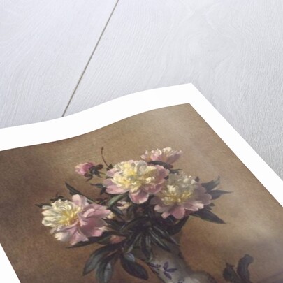 Peonies in a Blue and White Vase by Albert Williams