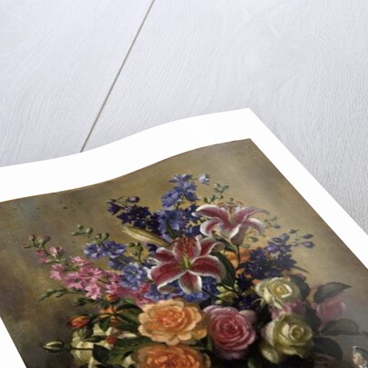 AB250 Still Life of Roses, Lilies and Delphiniums by Albert Williams