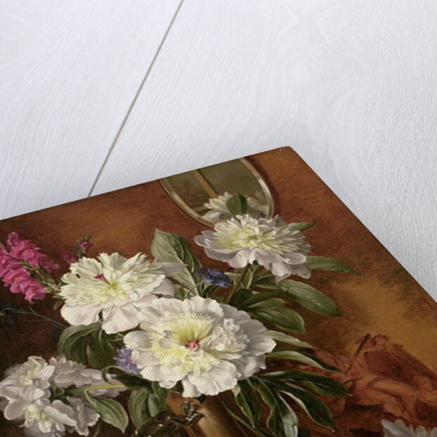 AB/298 White Peonies in a Glazed Victorian Vase by Albert Williams