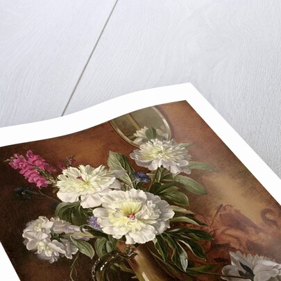 AB/298 White Peonies in a Glazed Victorian Vase by Albert Williams