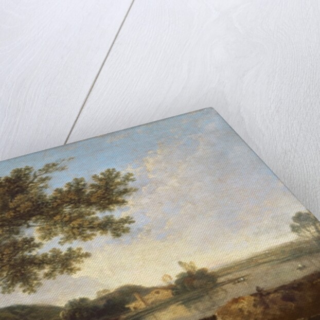 Italian River Scene with Figures by Richard Wilson