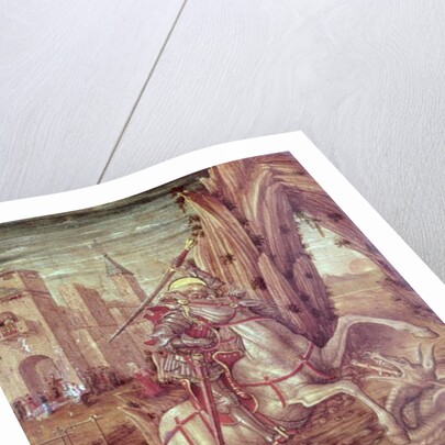 St. George and the Dragon, scene from the predella panel of the 'Madonna della Rondine' altarpiece, after 1490 by Carlo Crivelli