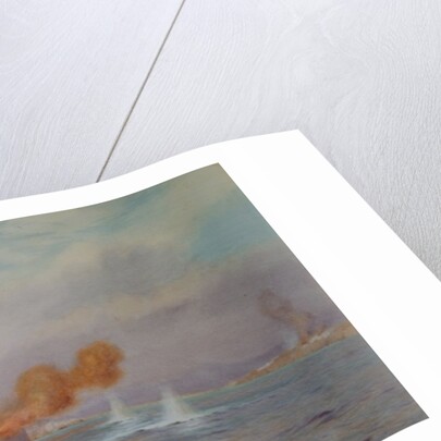 H.M.S. Albion commanded by Capt. A. Walker-Heneage completing the destruction of the outer forts of the Dardanelles in 1915, 1925 by Alma Claude Burlton Cull