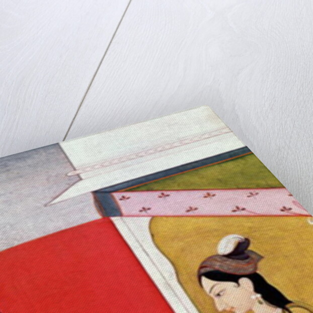 Lady with a Hawk, Pahari Style, Punjab Hills, c.1750 by School Guler