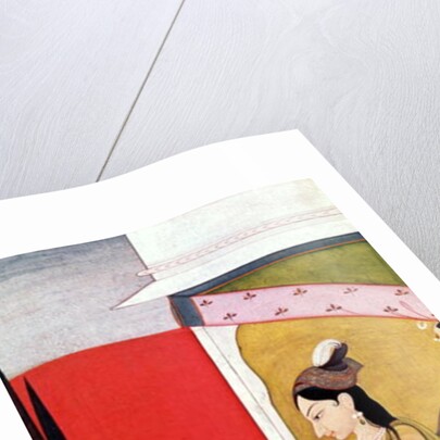 Lady with a Hawk, Pahari Style, Punjab Hills, c.1750 by School Guler