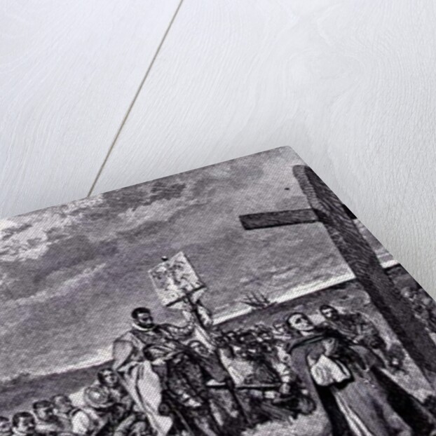 Jacques Cartier Setting up a Cross at Gaspe by Howard Pyle