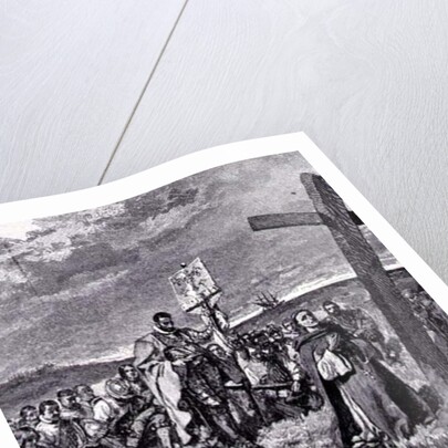 Jacques Cartier Setting up a Cross at Gaspe by Howard Pyle