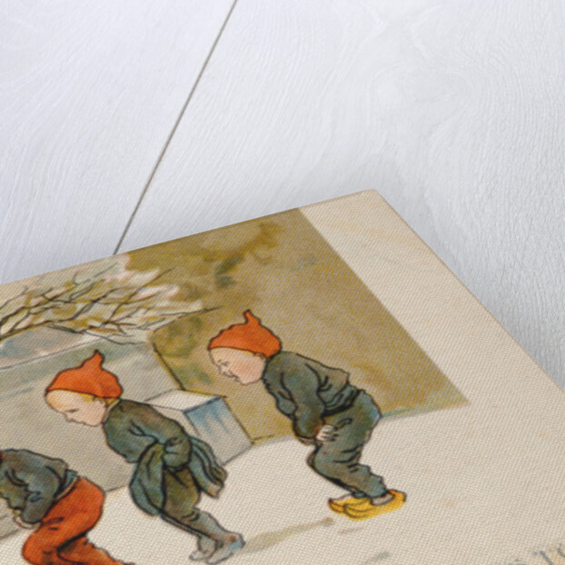 Tip-toeing Through the Snow, Victorian Christmas and New Year card by Unknown