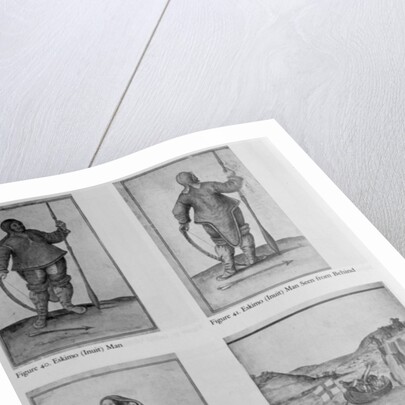 Eskimo Man; Eskimo Man Seen from Behind; Eskimo Woman and Baby; Englishmen in a skirmish with Eskimos by John White