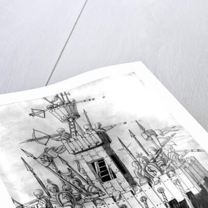 Medieval galley warship by Italian School