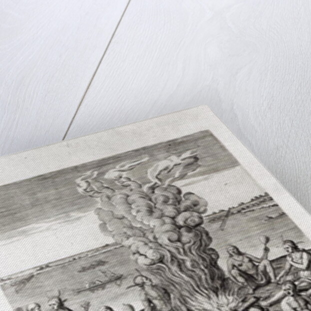 Indians praying around a fire, engraving from Hariot's 'A Briefe and True Report of...Virginia', 1590, engraved by Theodor de Bry by John White