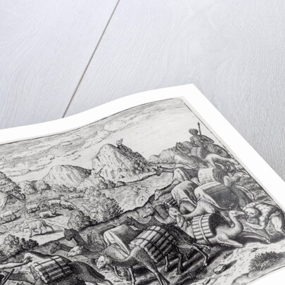 Pack Train of Llamas Laden with Silver from Potosi Mines of Peru, engraved by Theodore de Bry by Jacques Le Moyne