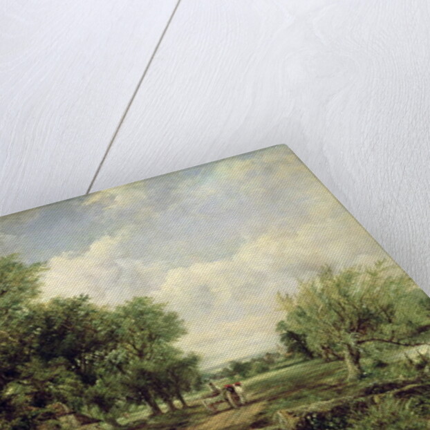 Wooded river landscape with a cottage and a horse drawn cart by Frederick Waters Watts
