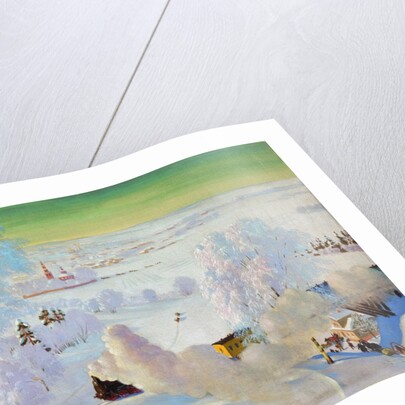 Skiers, 1919 by Boris Mikhailovich Kustodiev