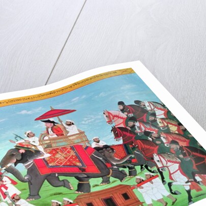 Colonel James Tod travelling by elephant through Rajasthan with his Cavalry and Sepoys by Indian School